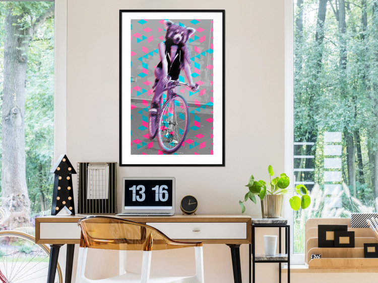 Poster Woman-Monkey on a Bike - geometric abstraction with an animal motif 116971 additionalImage 4