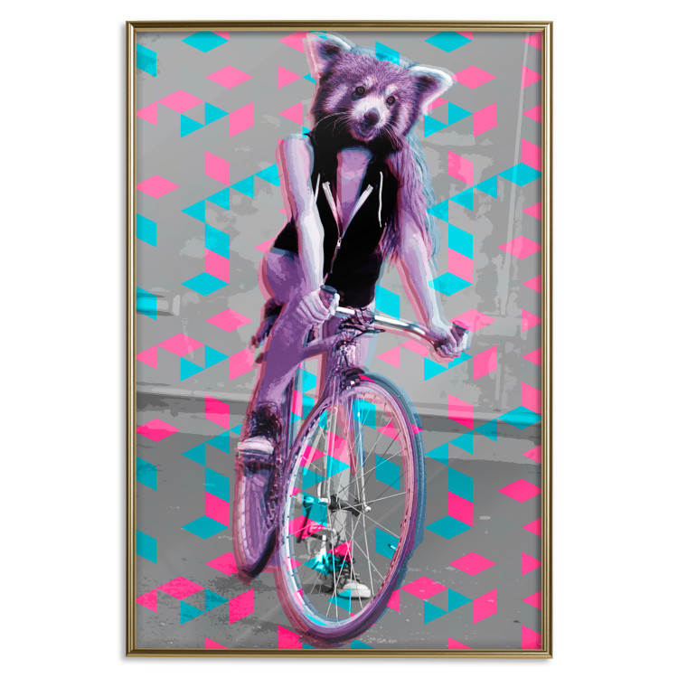 Poster Woman-Monkey on a Bike - geometric abstraction with an animal motif 116971 additionalImage 20