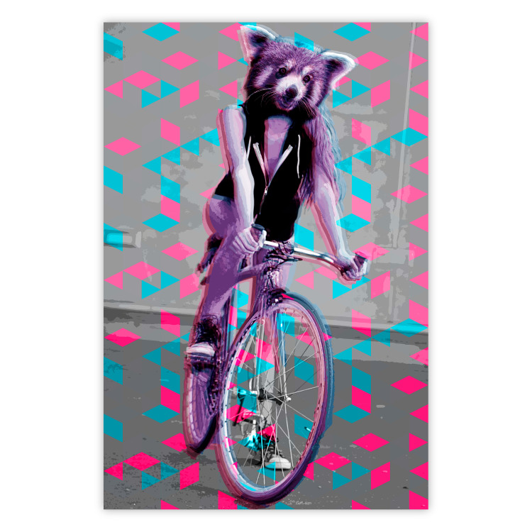Poster Woman-Monkey on a Bike - geometric abstraction with an animal motif 116971