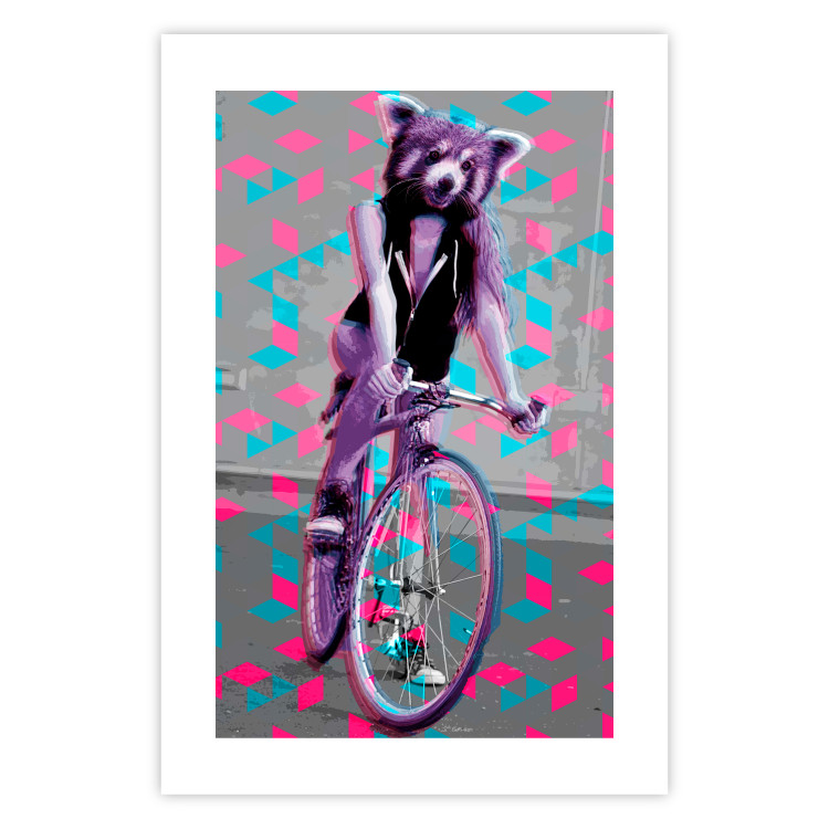 Poster Woman-Monkey on a Bike - geometric abstraction with an animal motif 116971 additionalImage 19