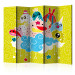 Folding Screen Cheerful Creatures II - fantasy colorful creatures on a light green background 117371