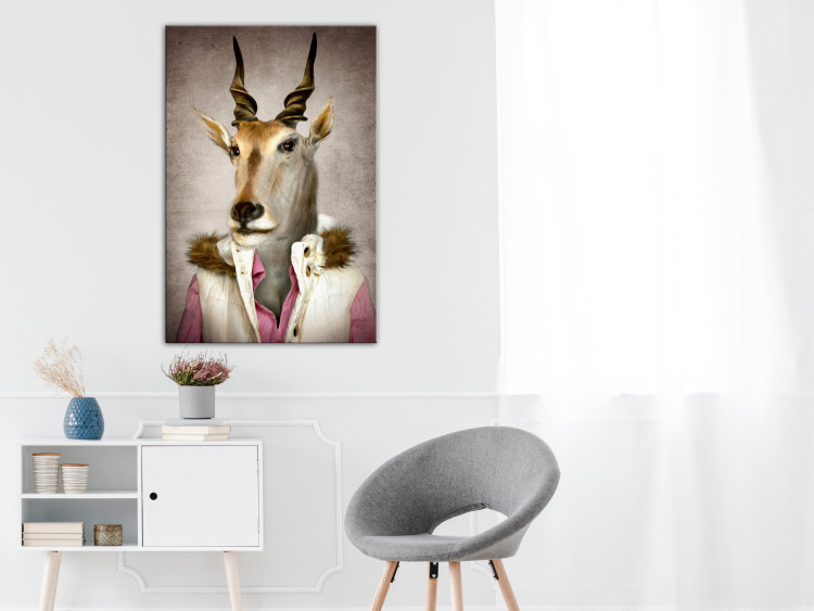 Canvas Art Print Human Antelope - a fancy portrait of an animal in human clothes 117871 additionalImage 3