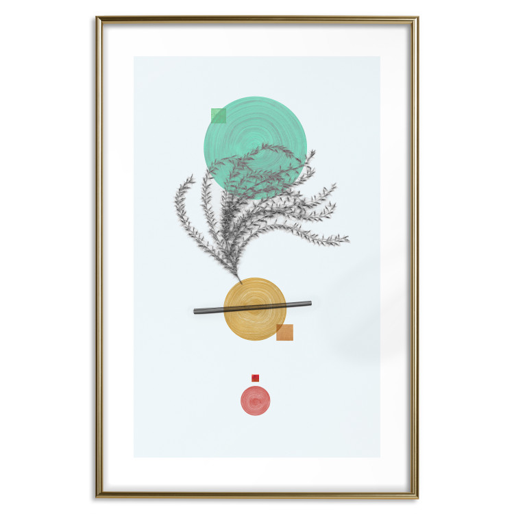 Poster Plant Composition - geometric abstraction with plant and shapes 118171 additionalImage 14