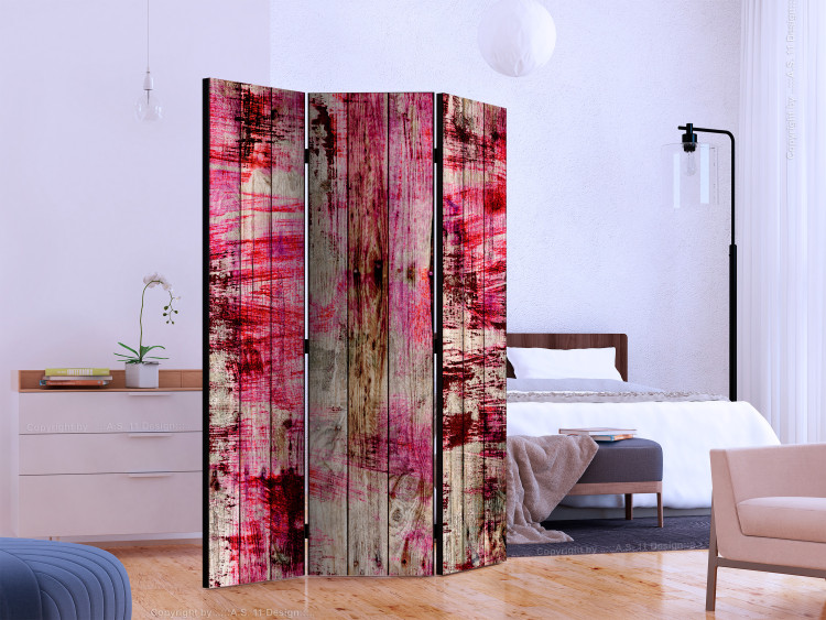 Folding Screen Abstract Wood - wooden boards with abstract painting 122971 additionalImage 2
