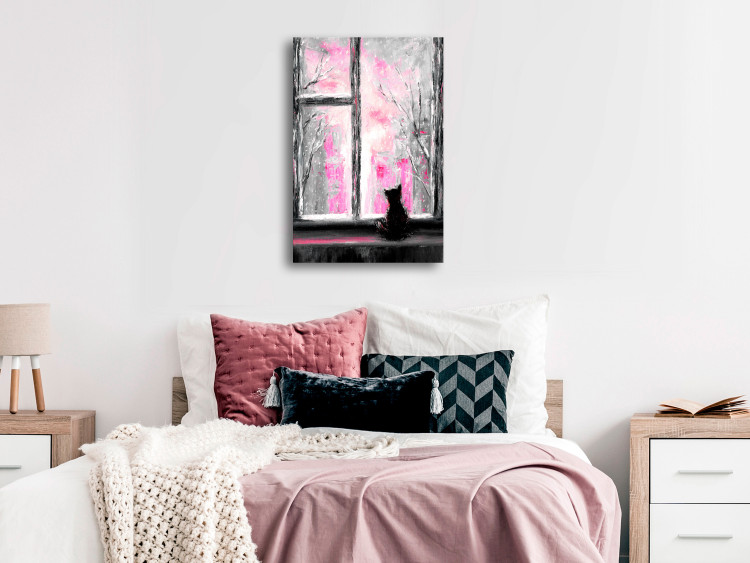 Canvas Print Longing Kitty (1 Part) Vertical Pink 123071 additionalImage 3