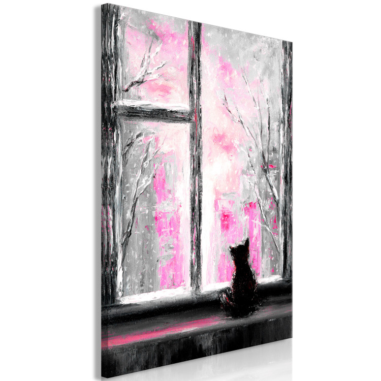 Canvas Print Longing Kitty (1 Part) Vertical Pink 123071 additionalImage 2