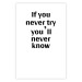 Poster If you never try you'll never know - English inscription on white background 123971