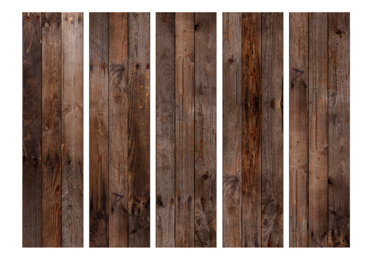 Room Divider Wooden Hut II (5-piece) - dark brown wood 124071 additionalImage 3
