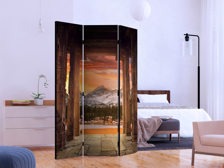 Room Divider Screen Trails of Rocky Temples (3-piece) - mountain landscape of India 124271 additionalImage 2