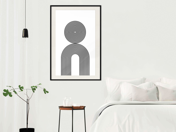 Wall Poster Rhapsody - abstract lines with an illusion forming figures on a white background 125671 additionalImage 22