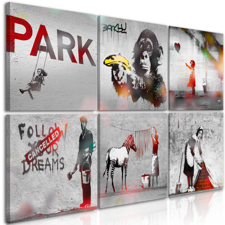 Canvas Banksy Collage (6 Parts) 125771 additionalImage 2
