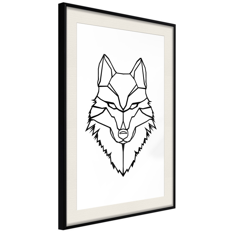 Wall Poster Guardian - black wolf created from geometric figures on a white background 125871 additionalImage 3