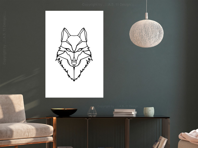 Wall Poster Guardian - black wolf created from geometric figures on a white background 125871 additionalImage 4