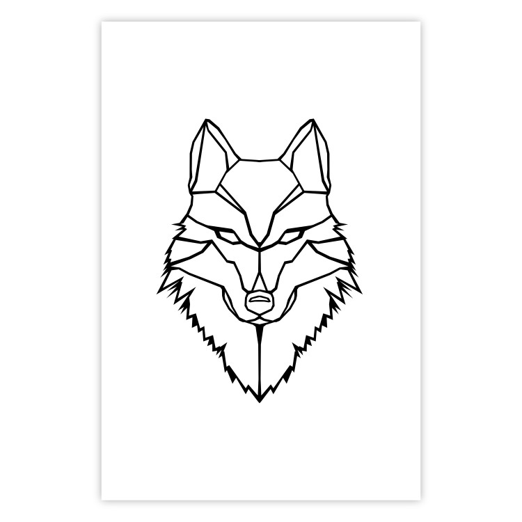 Wall Poster Guardian - black wolf created from geometric figures on a white background 125871 additionalImage 19