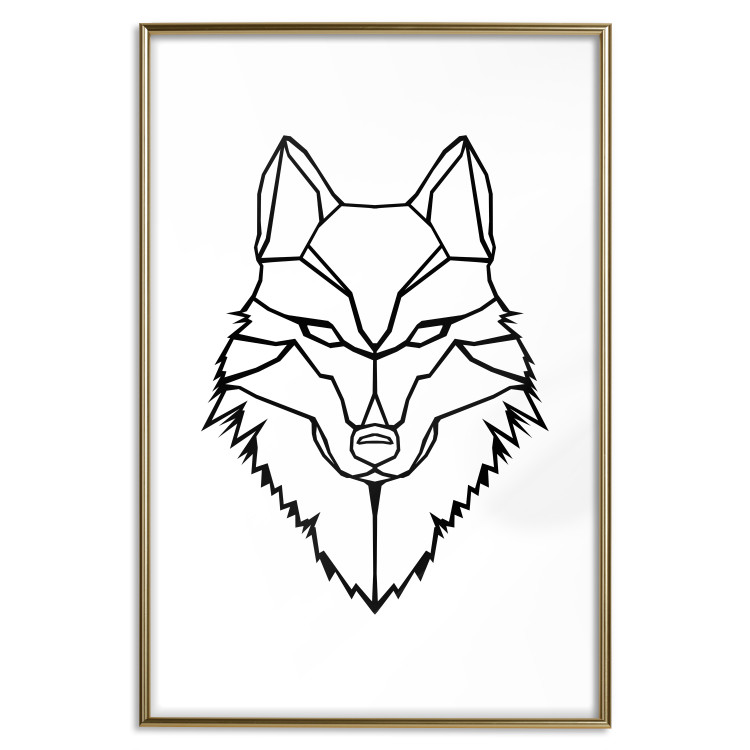 Wall Poster Guardian - black wolf created from geometric figures on a white background 125871 additionalImage 20