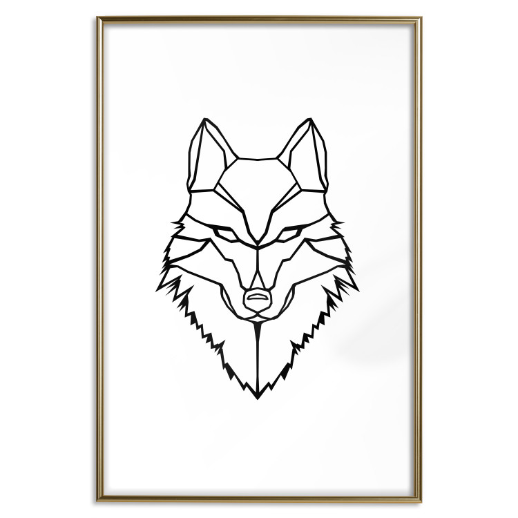 Wall Poster Guardian - black wolf created from geometric figures on a white background 125871 additionalImage 14