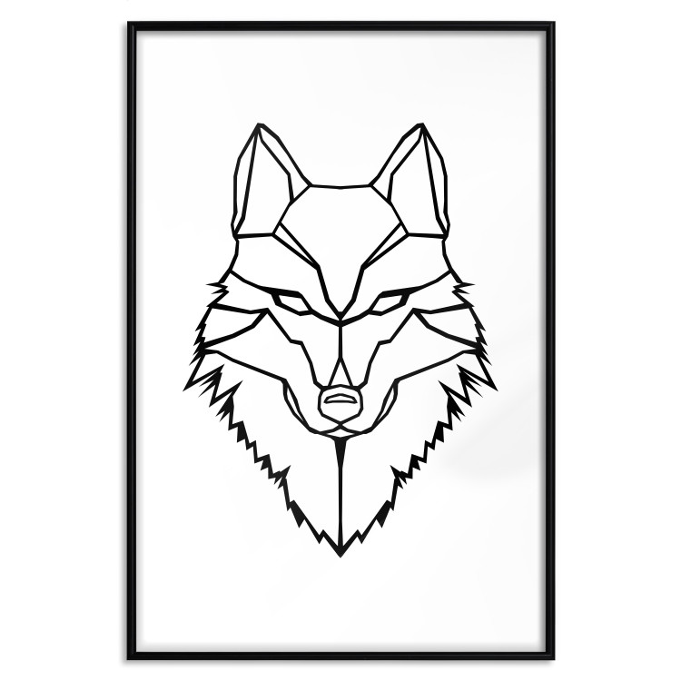 Wall Poster Guardian - black wolf created from geometric figures on a white background 125871 additionalImage 24