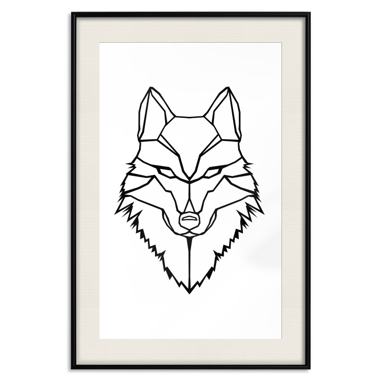 Wall Poster Guardian - black wolf created from geometric figures on a white background 125871 additionalImage 18