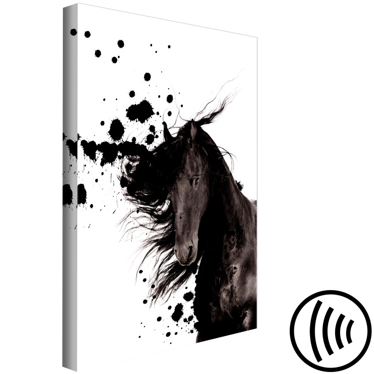 Canvas Bay horse with flowing mane standing at the front - modern abstraction 126871 additionalImage 6