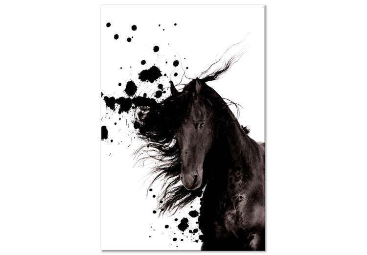 Canvas Bay horse with flowing mane standing at the front - modern abstraction 126871
