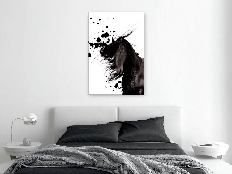 Canvas Bay horse with flowing mane standing at the front - modern abstraction 126871 additionalImage 3