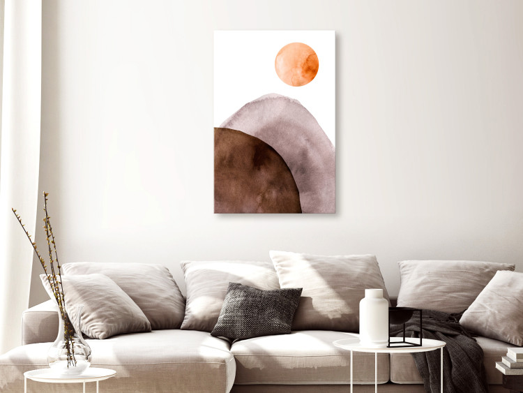 Canvas Art Print Moon and Mountains (1-part) vertical - delicate watercolor abstraction 127471 additionalImage 3
