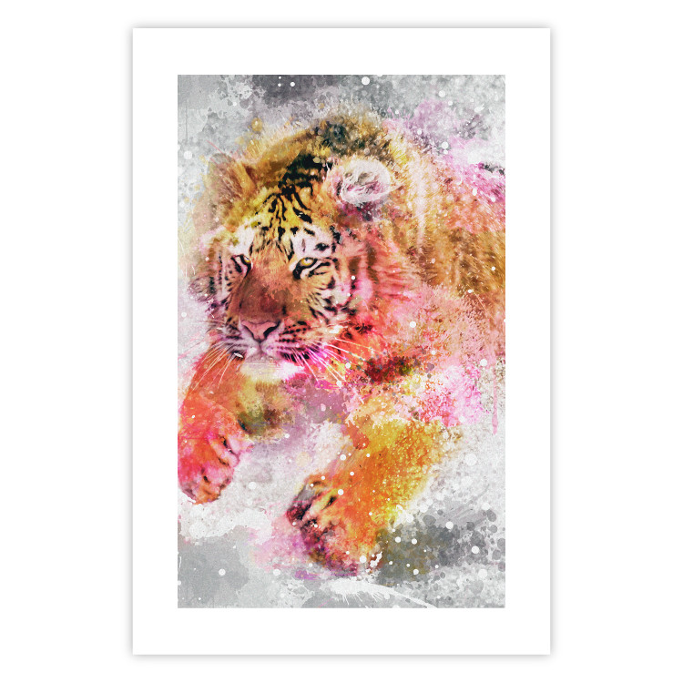 Wall Poster Running Tiger - abstract wild animal running in winter 127871 additionalImage 19