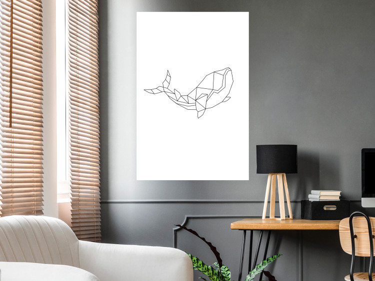Wall Poster Big Fish - abstract fish line art on contrasting white background 128071 additionalImage 2