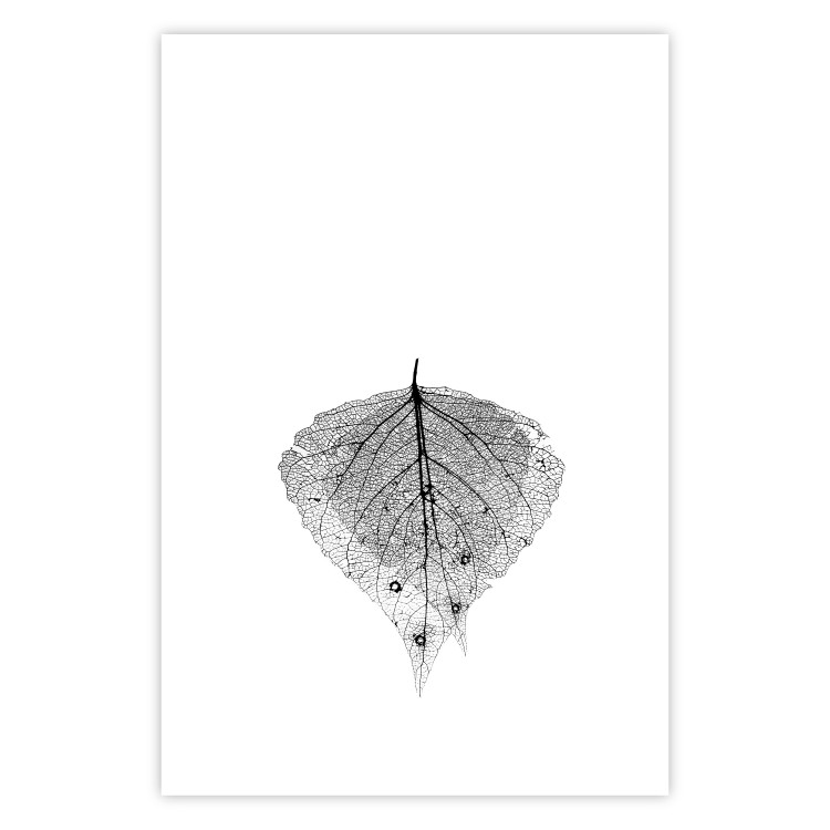 Poster Macro Leaf - black and white leaf texture on a plain white background 129771 additionalImage 19