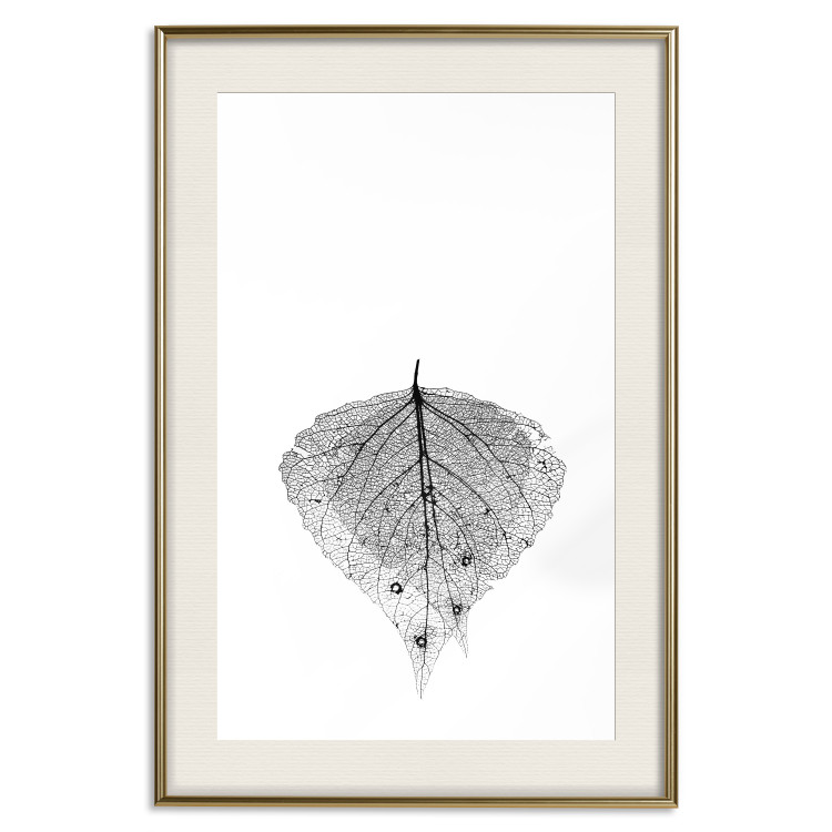 Poster Macro Leaf - black and white leaf texture on a plain white background 129771 additionalImage 20