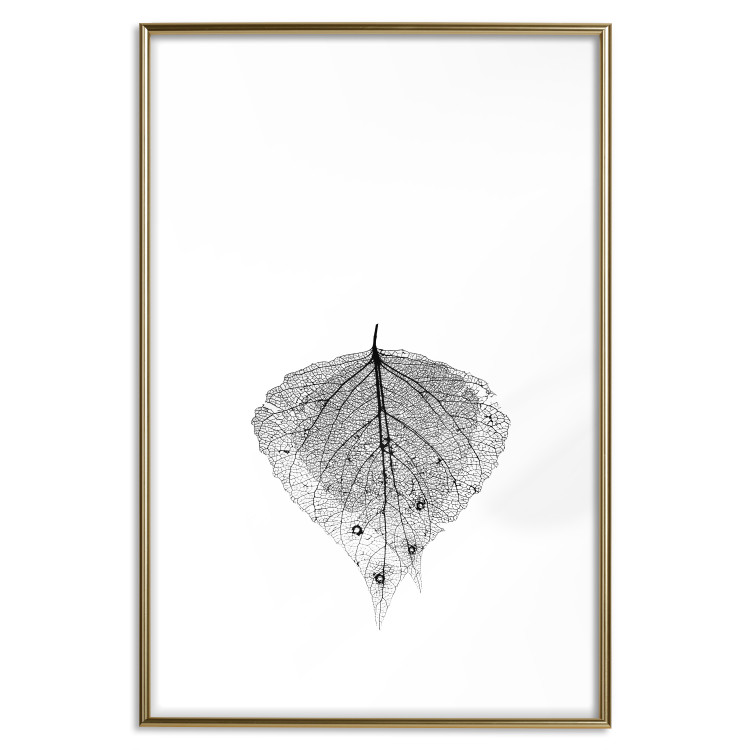 Poster Macro Leaf - black and white leaf texture on a plain white background 129771 additionalImage 16