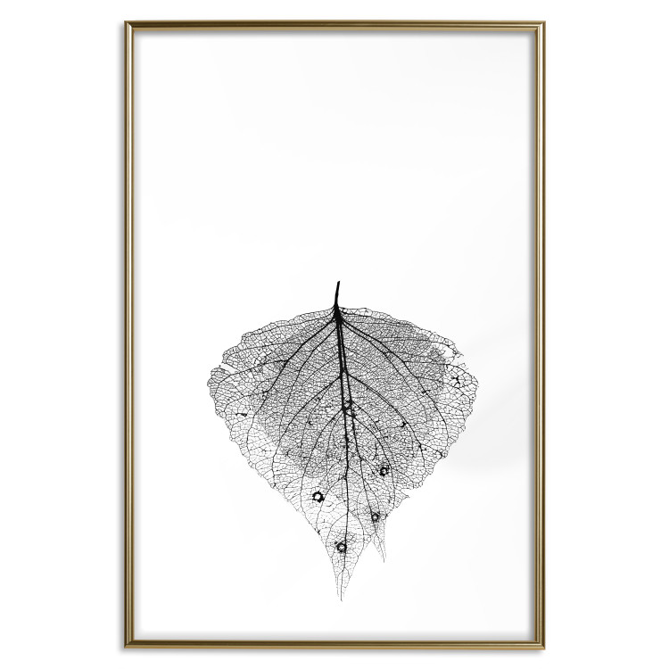 Poster Macro Leaf - black and white leaf texture on a plain white background 129771 additionalImage 21