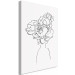 Canvas Art Print Flowery face - black and white, linear woman portrait with flower 132171 additionalThumb 2