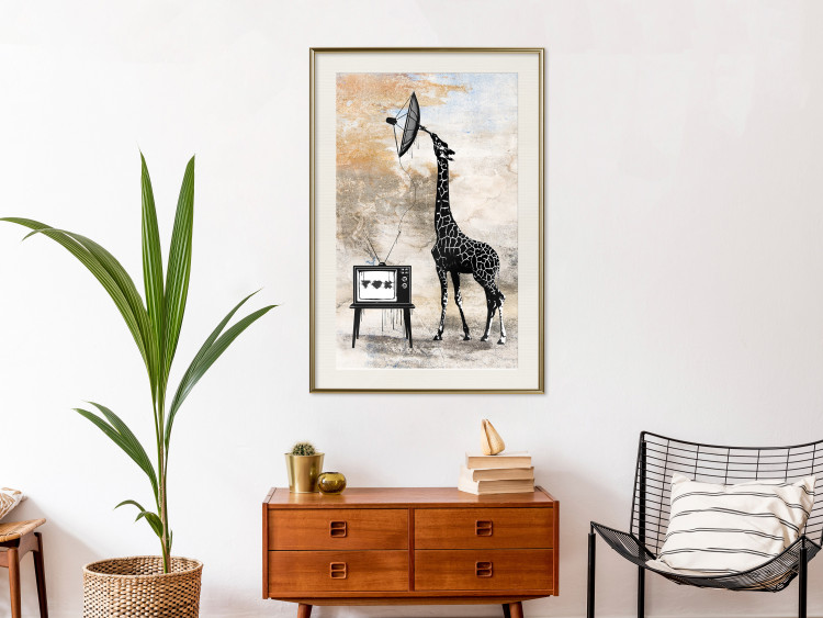 Poster TV Giraffe - abstract black animal holding an antenna 132271 additionalImage 7