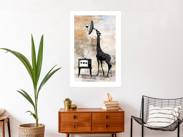Poster TV Giraffe - abstract black animal holding an antenna 132271 additionalImage 13