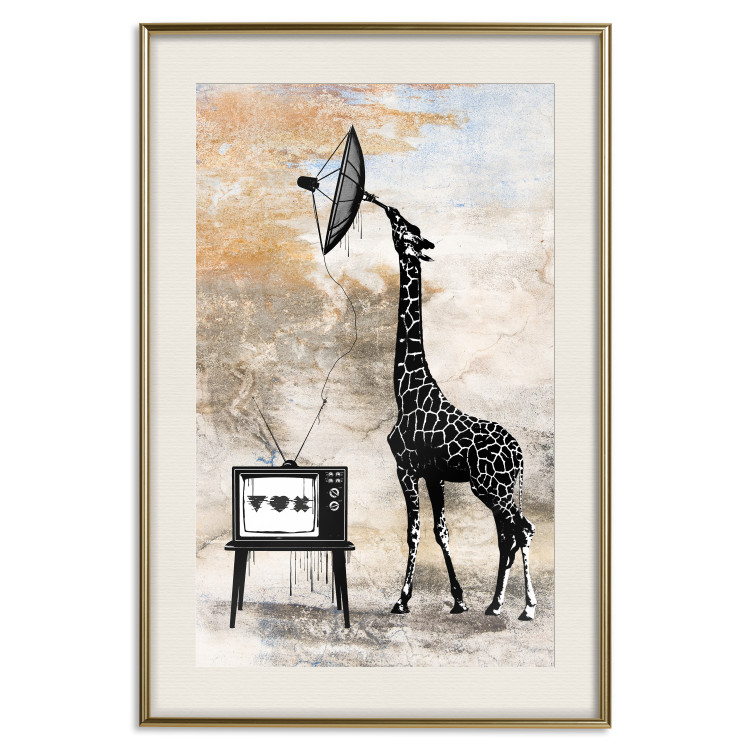 Poster TV Giraffe - abstract black animal holding an antenna 132271 additionalImage 3
