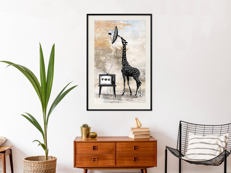 Poster TV Giraffe - abstract black animal holding an antenna 132271 additionalImage 18