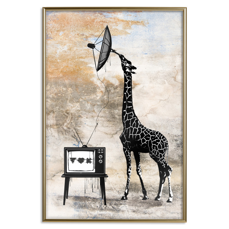Poster TV Giraffe - abstract black animal holding an antenna 132271 additionalImage 4