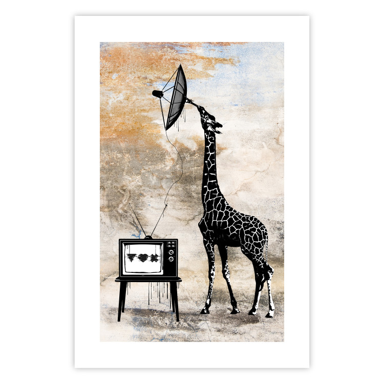 Poster TV Giraffe - abstract black animal holding an antenna 132271 additionalImage 8