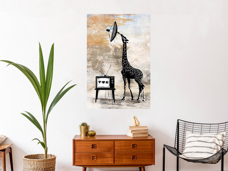 Poster TV Giraffe - abstract black animal holding an antenna 132271 additionalImage 16