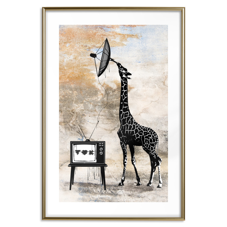 Poster TV Giraffe - abstract black animal holding an antenna 132271 additionalImage 5