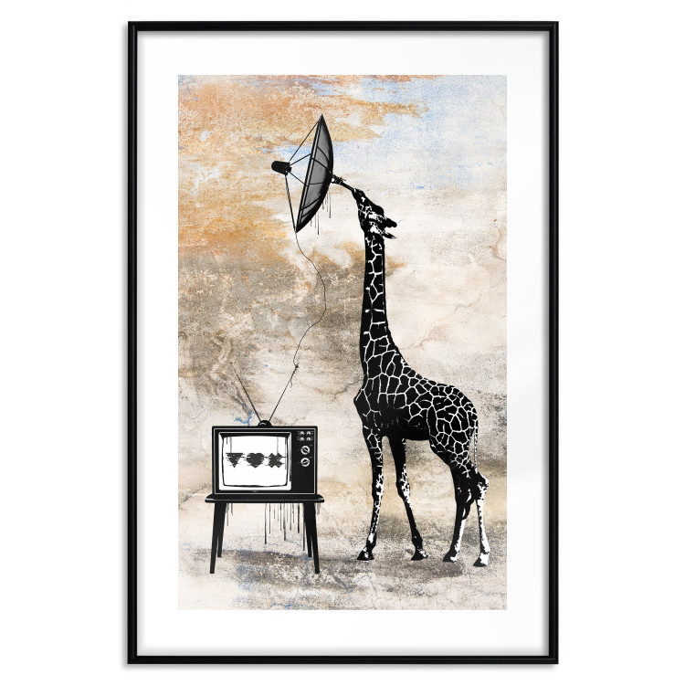 Poster TV Giraffe - abstract black animal holding an antenna 132271 additionalImage 9