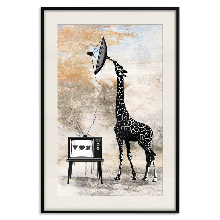 Poster TV Giraffe - abstract black animal holding an antenna 132271 additionalImage 10