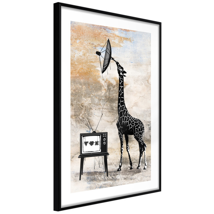 Poster TV Giraffe - abstract black animal holding an antenna 132271 additionalImage 23