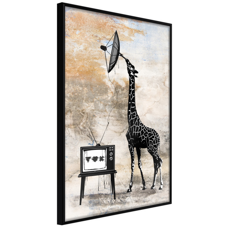 Poster TV Giraffe - abstract black animal holding an antenna 132271 additionalImage 21