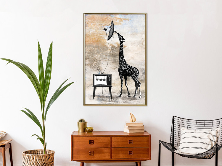 Poster TV Giraffe - abstract black animal holding an antenna 132271 additionalImage 14