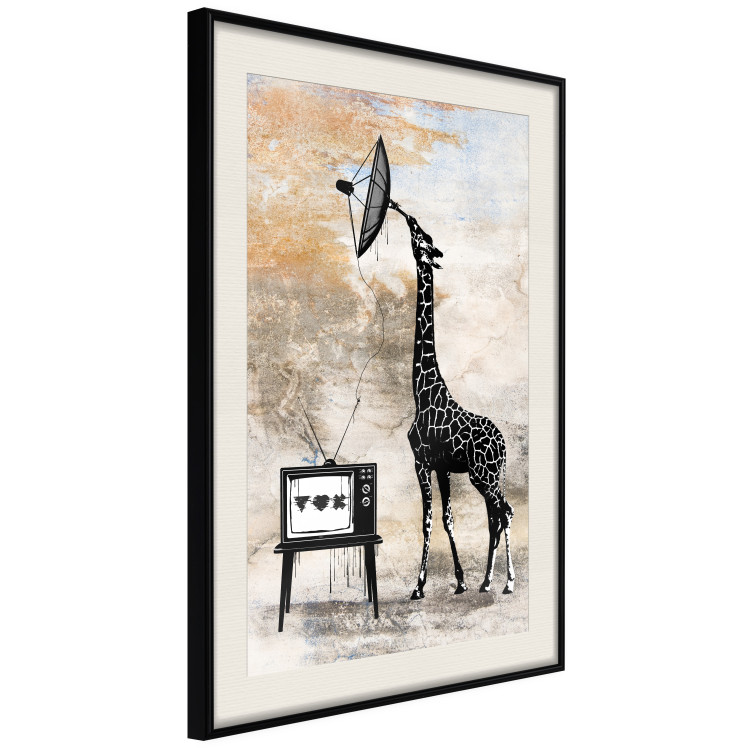 Poster TV Giraffe - abstract black animal holding an antenna 132271 additionalImage 25