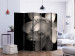 Room Divider Lotus Flower II (5-piece) - black and white composition with magnolia 132671 additionalThumb 2