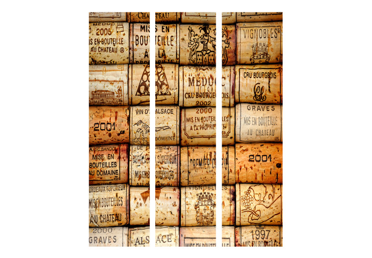 Room Divider Along the Wine Trail (3-piece) - composition in retro illustrations and writings 132771 additionalImage 3
