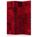 Folding Screen Red Imagination (3-piece) - mosaic in crimson tiles 132971
